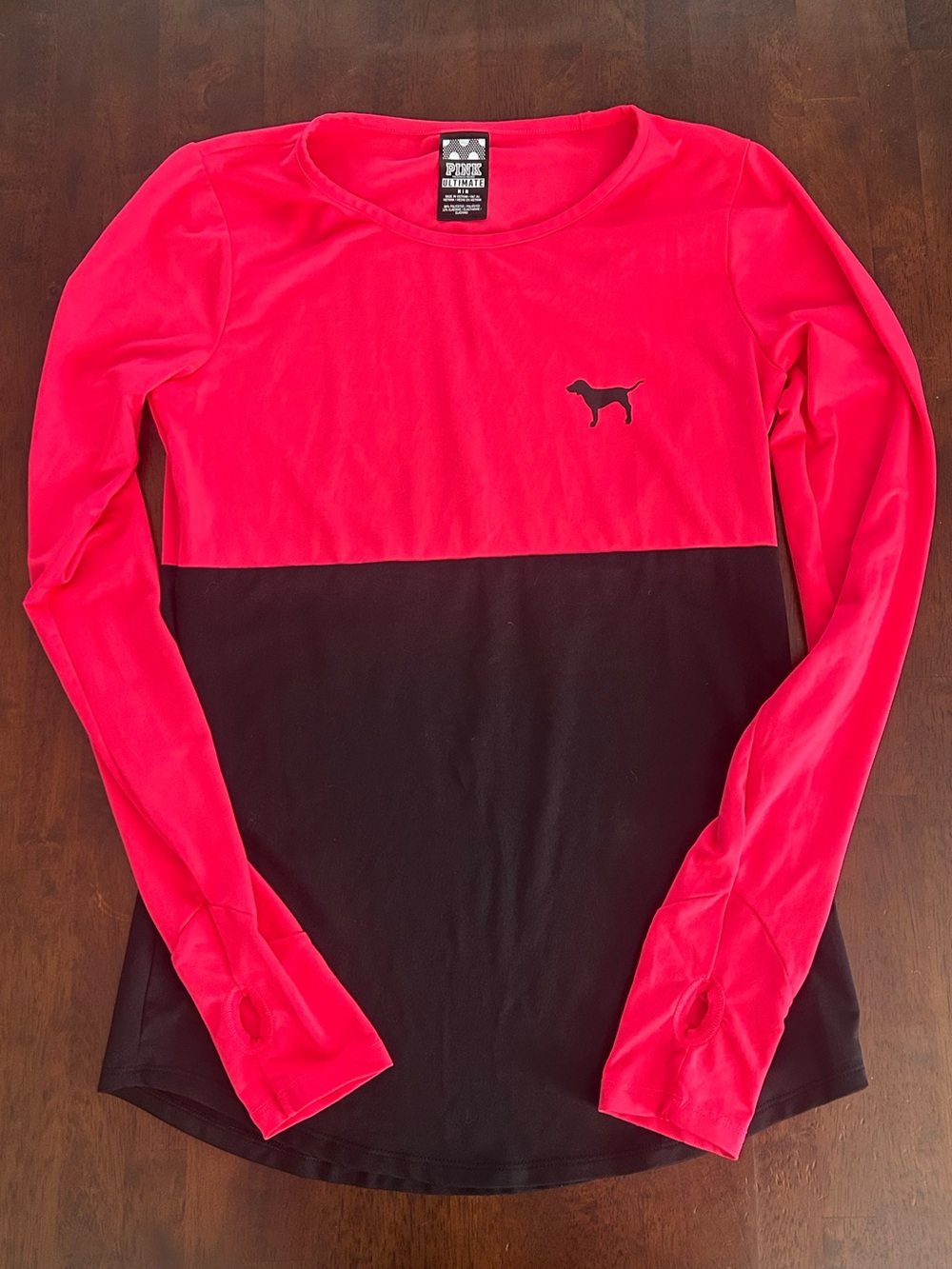 Victoria's Secret Pink and Black Colorblock Long Sleeve Top